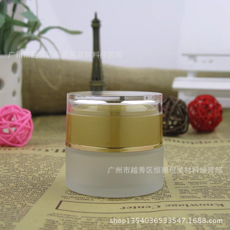 批发现货30G玻璃蒙砂膏霜瓶面膜精华晚霜美容院分装瓶亚克力沙金