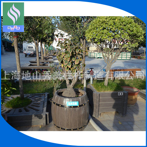Outdoor anti-corrosion wood flower box combination, flower pots, roadside tree planters, square flower beds, carbonized wood, solid wood, large flower troughs, square shape