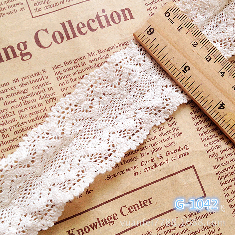 G-1042精细双边波浪镂空棉线蕾丝花边宽4.2厘米DIY辅料