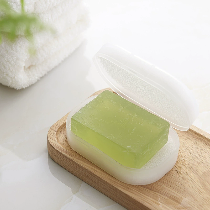 Square transparent sponge face soap, soap holder, wholesale