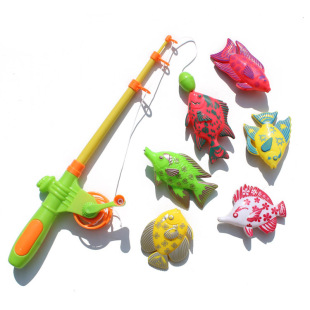 Magnetic fishing toys suit 6 double-sided fish 1 fishing rod children's summer hot sale cross-border e-commerce supply batch