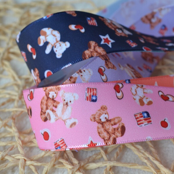 Yao Ming ribbon 25MM teddy bear printing ribbon Ribbon gift packaging material
