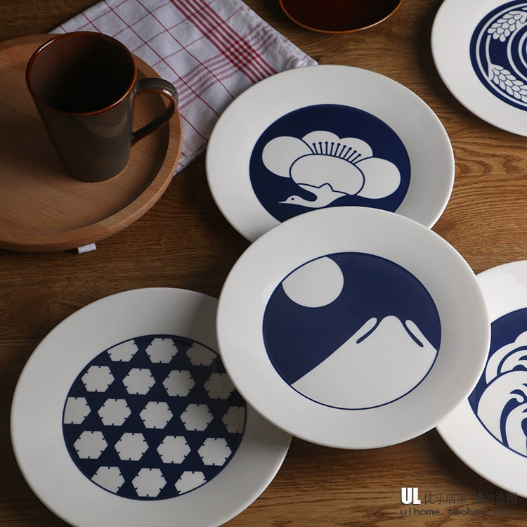 Export tableware Japanese -style ceramic disk Creative West Food Date and Wind Bowl Disk Fruit Disk Shallow Disk Porcelain