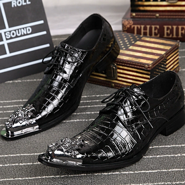Туфли из крокодиловой кожи в европейском стиле, остроносые модные мужские туфли, кожаные лакированные туфли на шнуровке, британская деловая официальная одежда, мужская кожаная обувь, модная
