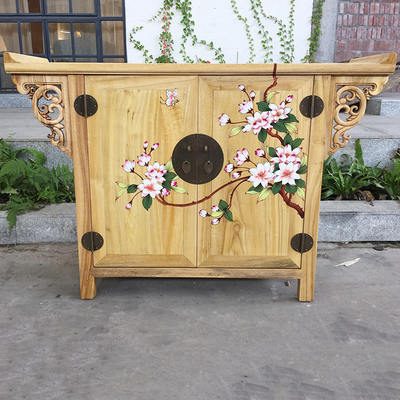 new pattern Xiang Zhangmu classical Chinese furniture solid wood To fake something antique Alice head cabinet Carved Hand drawn a living room multi-function Entrance cabinet