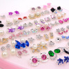 Fashionable universal earrings heart-shaped, Korean style, wholesale