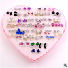 Fashionable universal earrings heart-shaped, Korean style, wholesale