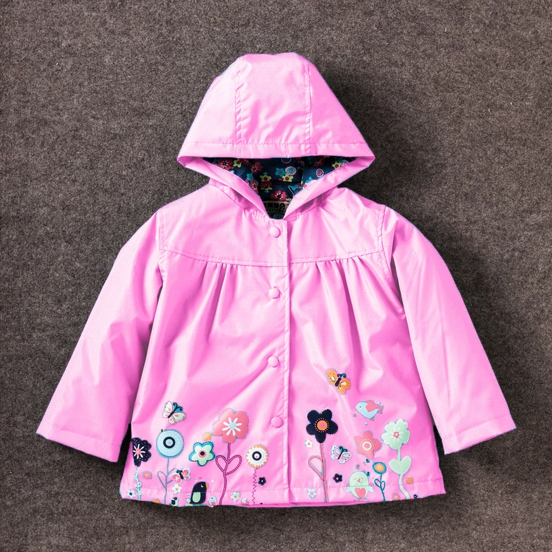 Детская одежда, детское пальто, милые цветы для девочек, ветрозащитная и непромокаемая штурмовая одежда, детское пальто с капюшоном, поколение волос