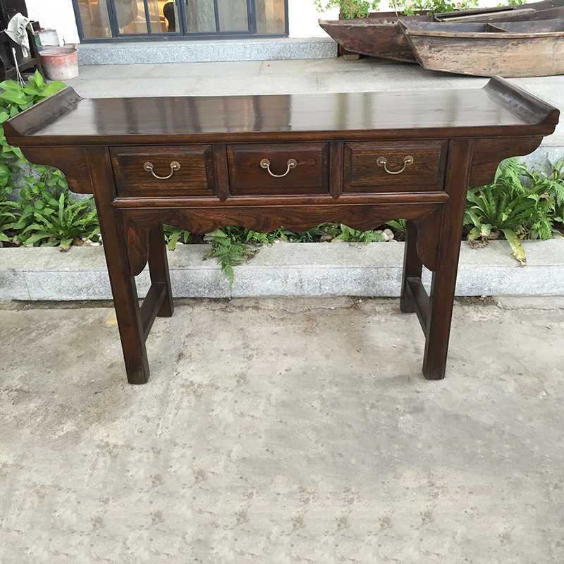 Solid Wood Furniture Camphor Wood Table High-grade Buddha Hall Memorial Table Modern Chinese Antique Table Entrance Hall Entrance Storage Cabinet