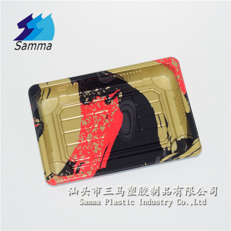 Samma-1103FB红金寿司盒 日式寿司托盘一次性食品托盘1箱400套