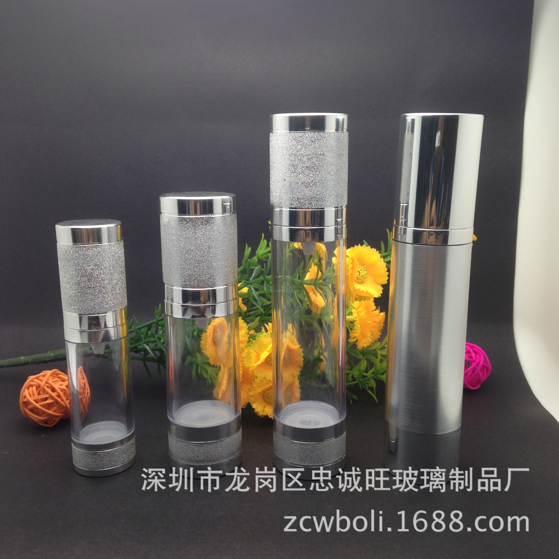 亚克力 电镀款 磨砂 30 60 80 100 120毫升真空瓶铝件真空瓶