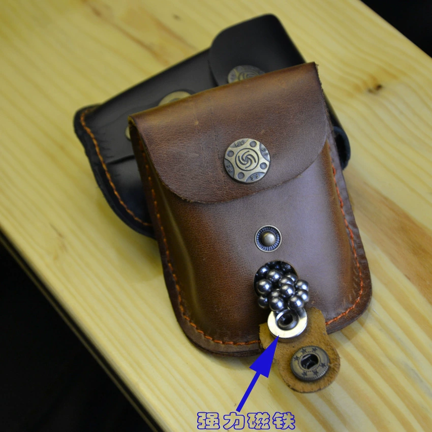 Leather magnetic tactics belt bag, handmade, cowhide