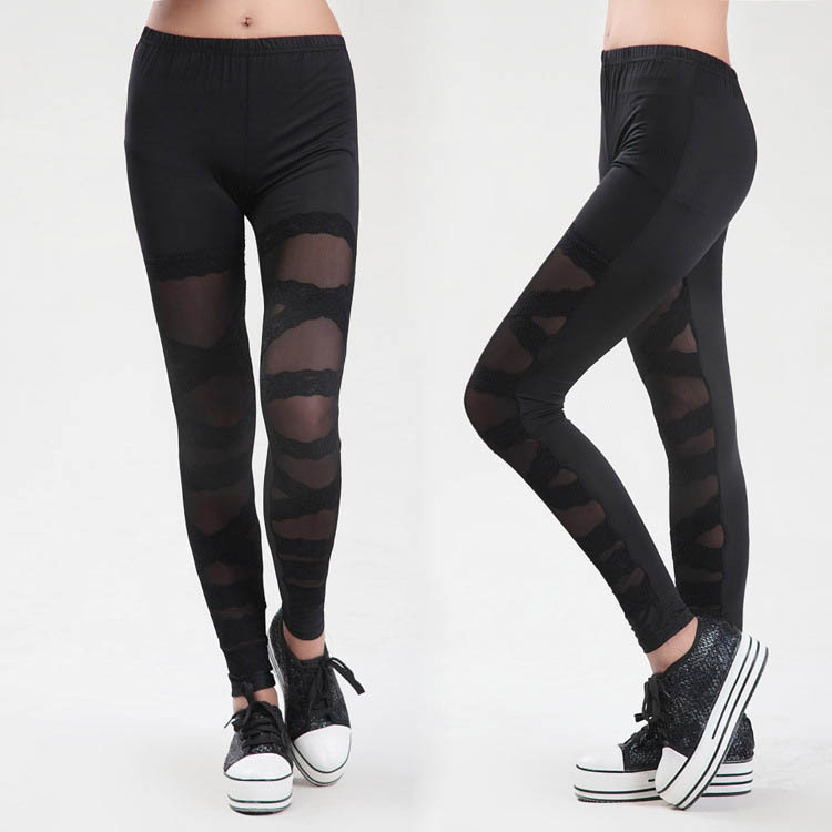 Meiluoshi new milk silk leggings exquisite slim lace lace binding mesh pants wholesale women