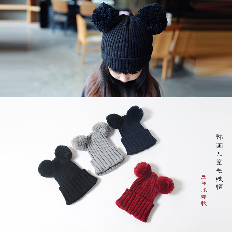 Knitted children's demi-season keep warm woolen hat for men and…