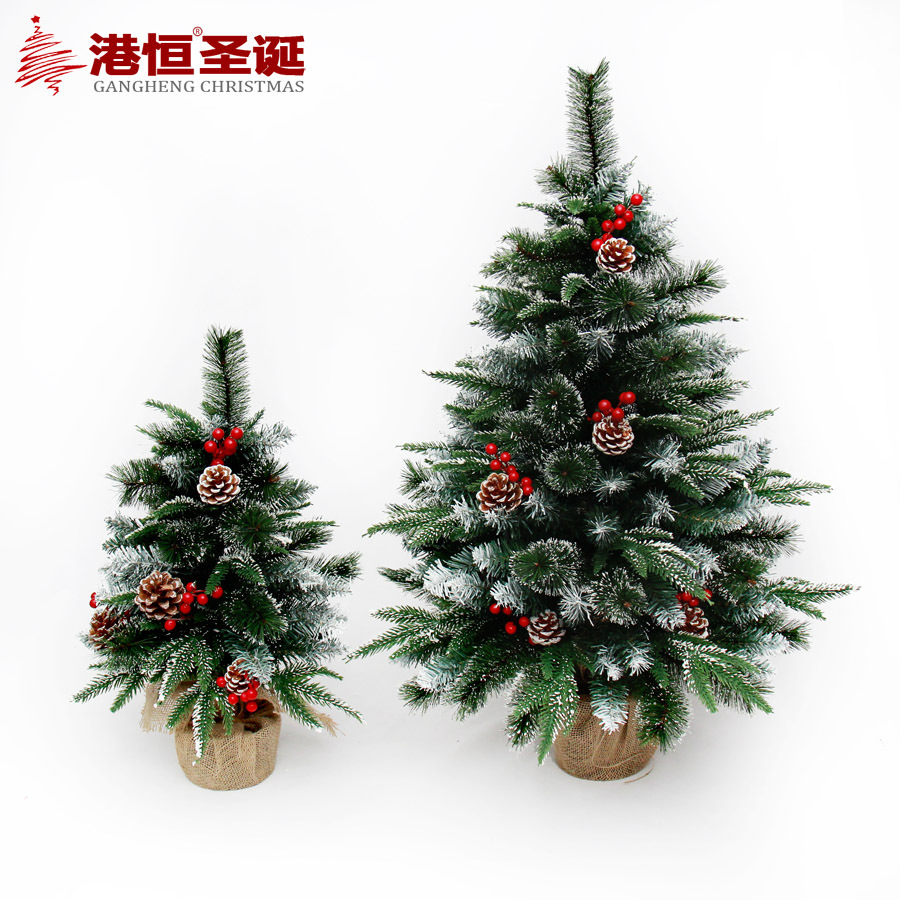 Hong Kong Heng 60/90cm fruta roja mixta PE hoja pequeño árbol de Navidad Lino Cono de Pino Mini Navidad bonsai árbol adornos