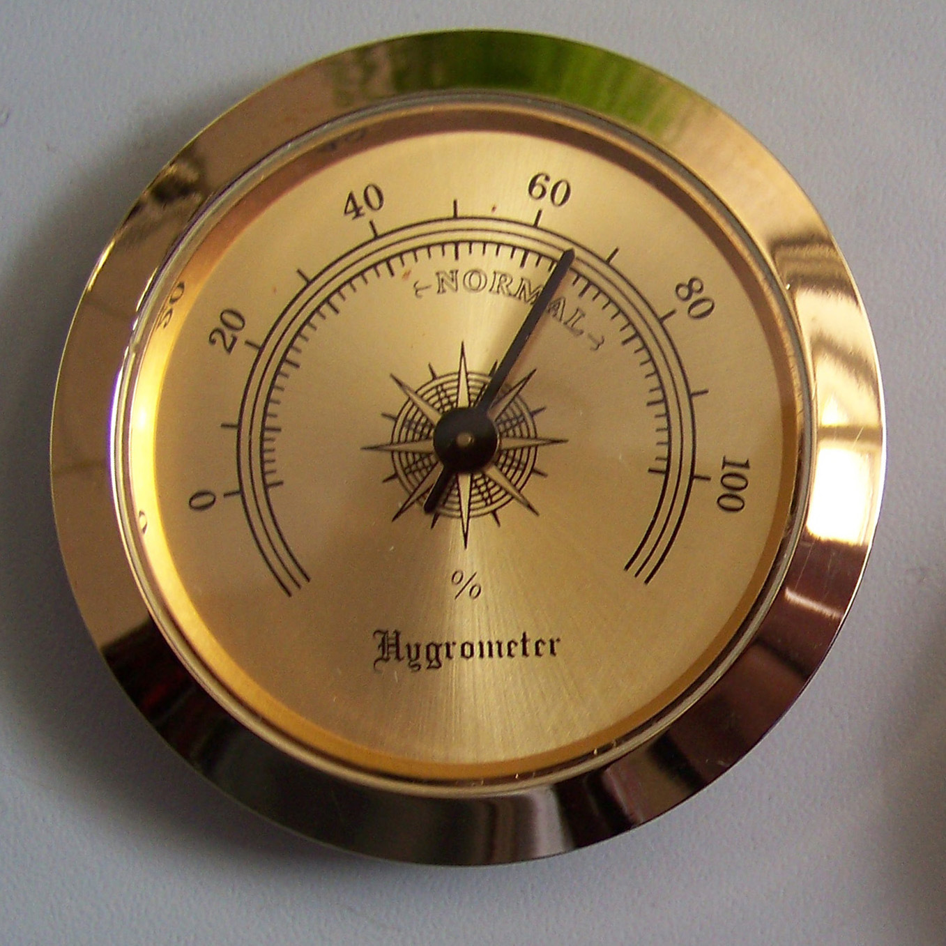 50mm金色太阳纹指针式湿度计表亚克力工艺品温湿度计精准温湿度计
