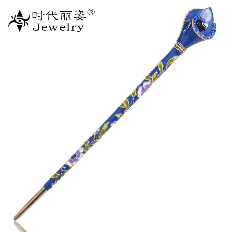厂家批发景泰蓝发簪女彩绘珐琅簪子头饰复古风发饰宫廷盘发配饰品