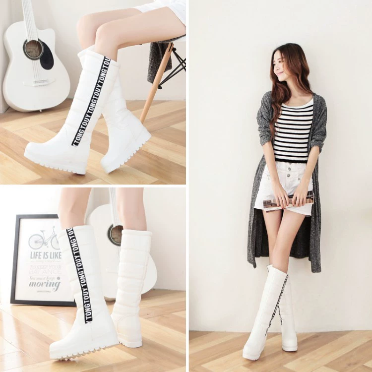 Winter fleece keep warm high boots platform