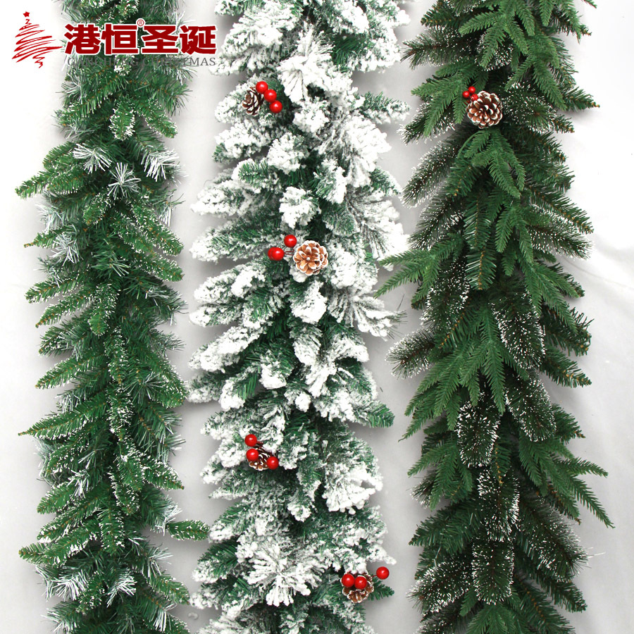 Guirnalda navideña decorativa de 270 cm, mezcla de PE encriptado, decoración navideña para escaparates de centros comerciales, adornos colgantes para puertas