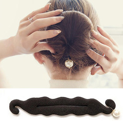 Simple Round Bun Hair Tool Korean Version Headband Hair Accessory Sponge Double Hook Curling Iron Upgrade Version Pearl Curler
