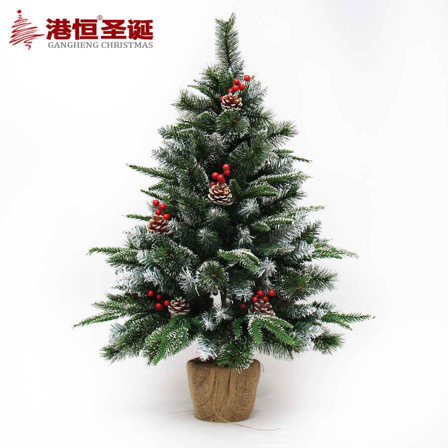 Hong Kong Heng 60/90cm fruta roja mixta PE hoja pequeño árbol de Navidad Lino Cono de Pino Mini Navidad bonsai árbol adornos