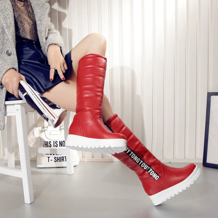 Winter fleece keep warm high boots platform