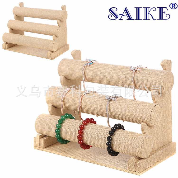 现货批发3层麻布手镯架饰品展示首饰展示架饰品架手镯展示架