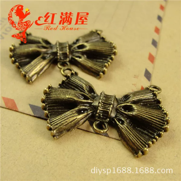 A4046 4.5g Factory Direct Sale Vintage Bowknot Connector Sweater Chain Pendant Necklace Pendant
