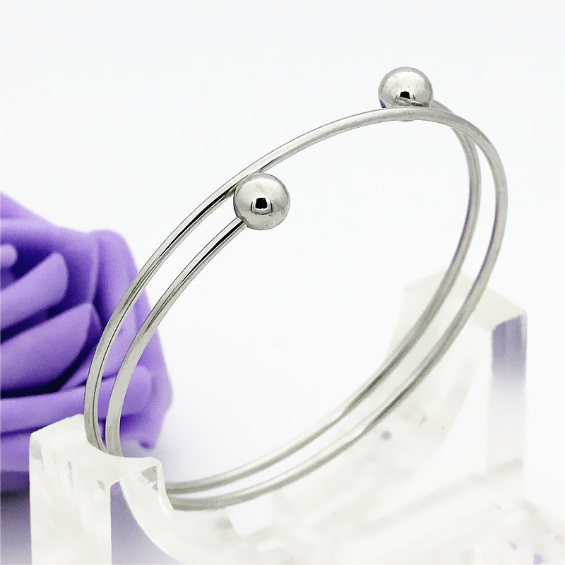 奥维洛  日韩时尚简约钢饰手镯圆珠复古手环可调节潮流创意饰品