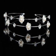 Korean-style Fashionable Metal Rose Flower Pearl Rhinestone Headband | Celebrity-Style Headwear | Manufacturer of Hair Accessories