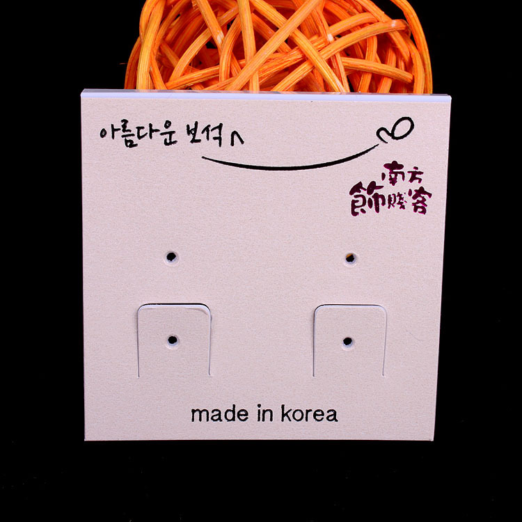 高档 耳环耳钉饰品包装卡片 白pvc贴米白珠光 5*5cm