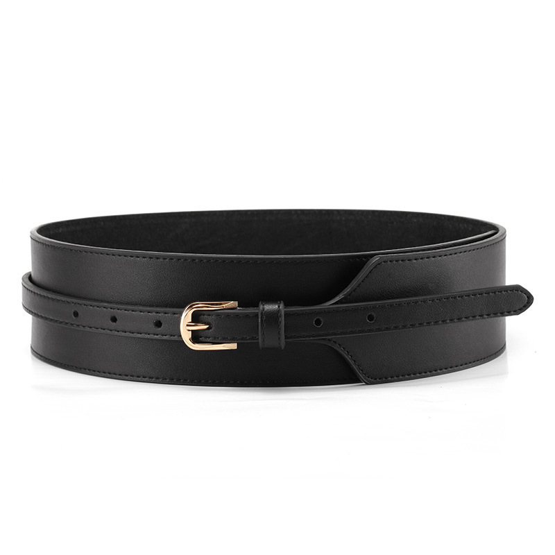 Korean Down Jacket Belt Women's Wide Belt Women's Leather Belt Simple Decorative Waist Cover Black Wholesale Explosions