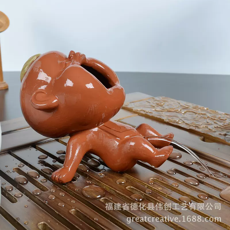 茶宠精品 笑口常开 撒尿尿童 福娃喷水 紫砂茶宠 茶宠摆件特价
