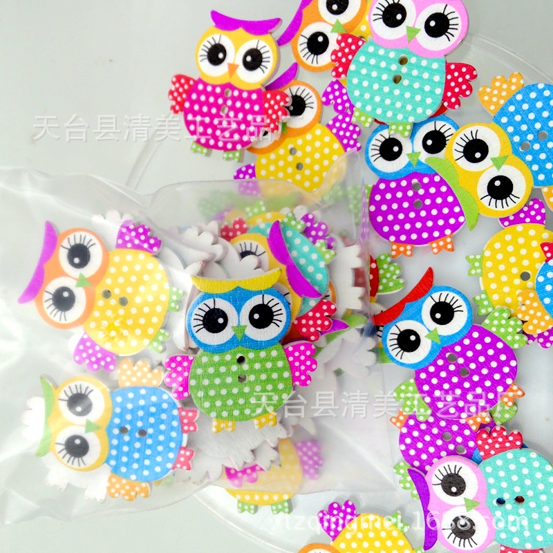 33x35mm Amazon botones de búho hermosa decoración niños dibujos animados en forma de búho botones de madera