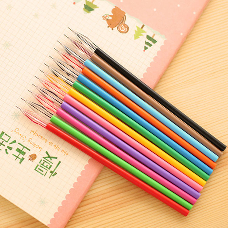 Korean Creative Stationery Diamond Head Refill Color Gel Pen Refill 0.5mm Fresh Color 12 Colors