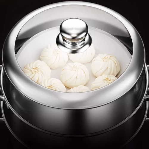 304 stainless steel timed steamer household large-capacity multi-layer composite bottom thickened steamer induction cooker gas special