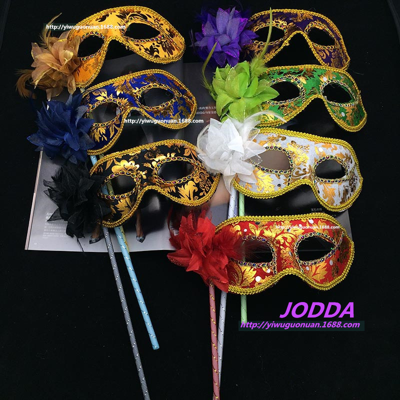 Masquerade Mask Side Flower Hand Mask Half Face Women Mask Venice Hand Mask Fashion Cloth Mask