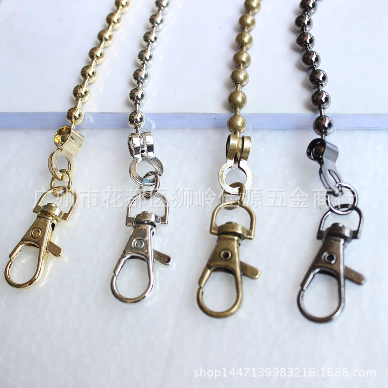 包包波珠链条包布艺包包链子箱包手提五金斜挎配件6.0珠链鱼嘴扣