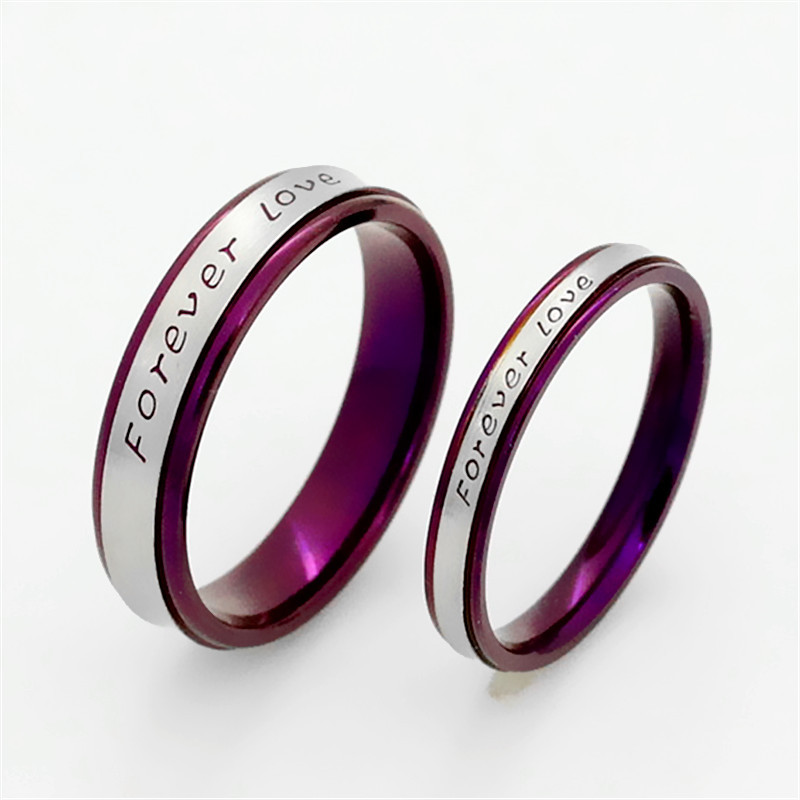 Oviello Korean-Style Charming Purple Steel Men's Ring, Eternal Love Couple Rings, Fashionable Commuter Style, Unique Women's Model
