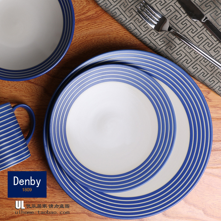 Hotel high-end tableware suit bone china ceramic bowl dish instant noodle bowl Denby creative Western plate steak plate