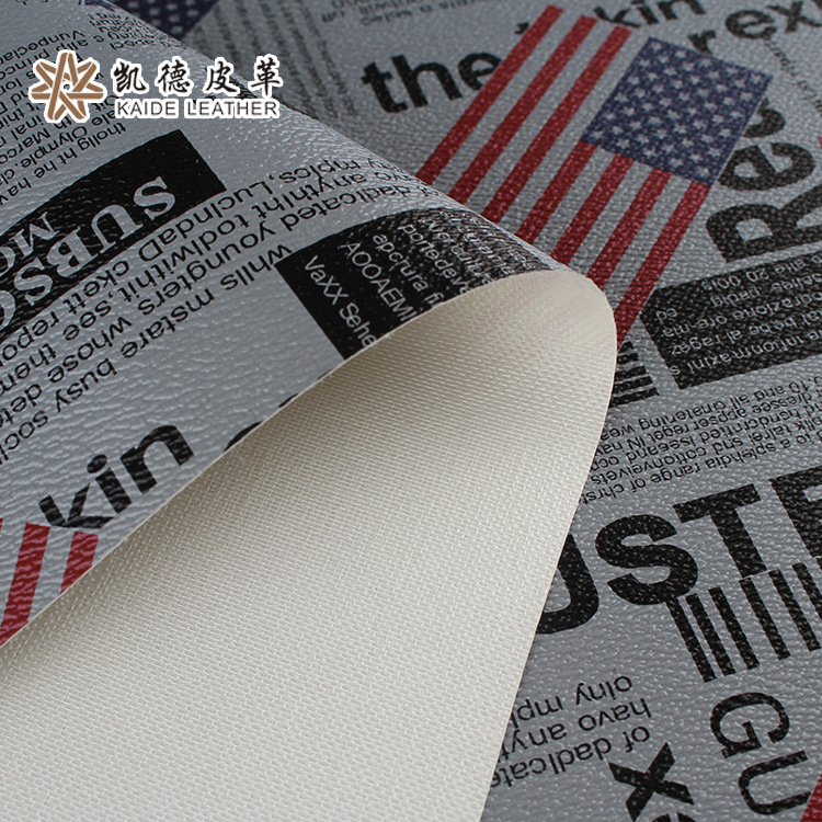 义乌厂家直销新款PVC印花革印国旗海报人造革 箱包包装装饰皮料