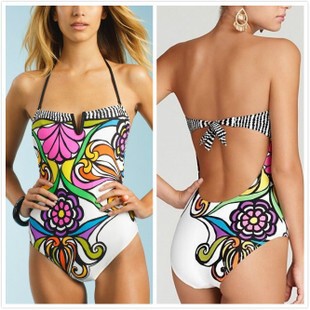 New Foreign Trade Conjoined Printed Bikini Swimsuit Europe and America Sexy Printed Bikini Foreign Trade Swimsuit