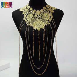 美西美欧美热销饰品金丝花边个性时尚项链身体链