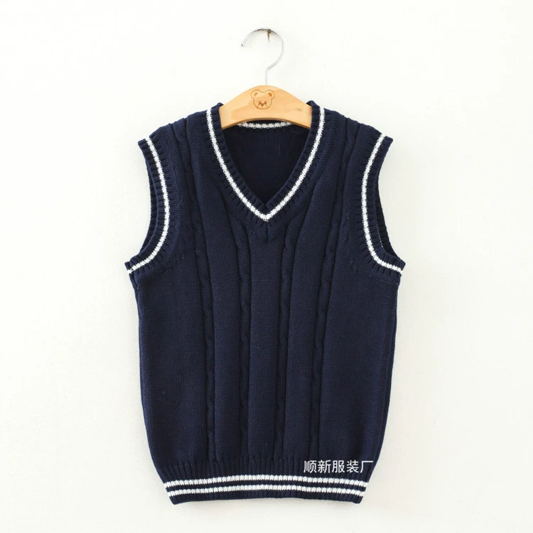 Униформа JK в японском стиле колледжа свитер жилет корейский пуловер студенческий вязаный жилет без рукавов с V-образным вырезом вязаный свитер