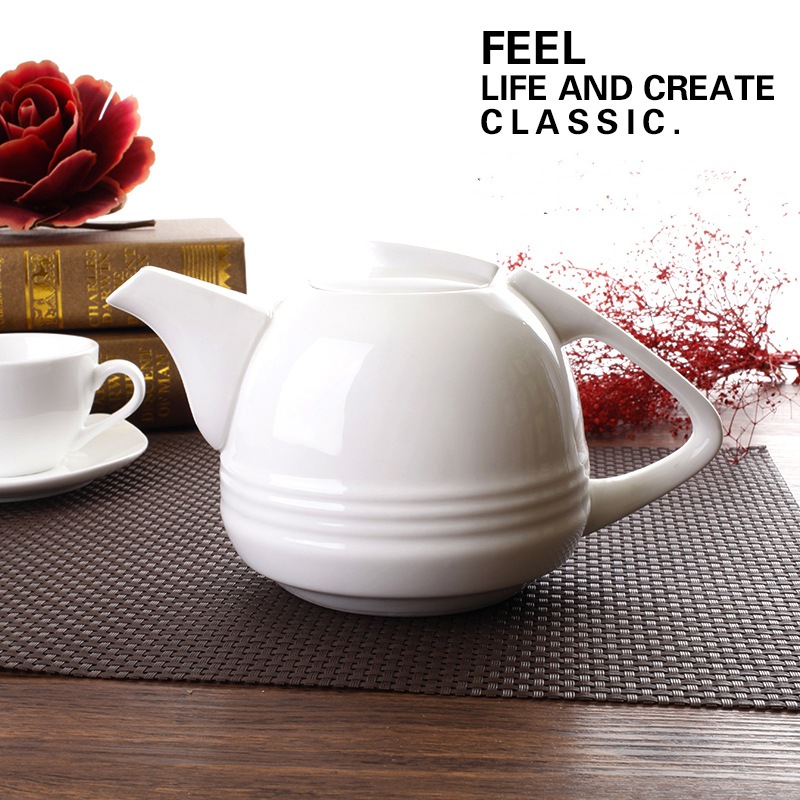 White ceramic big tea set for home use
