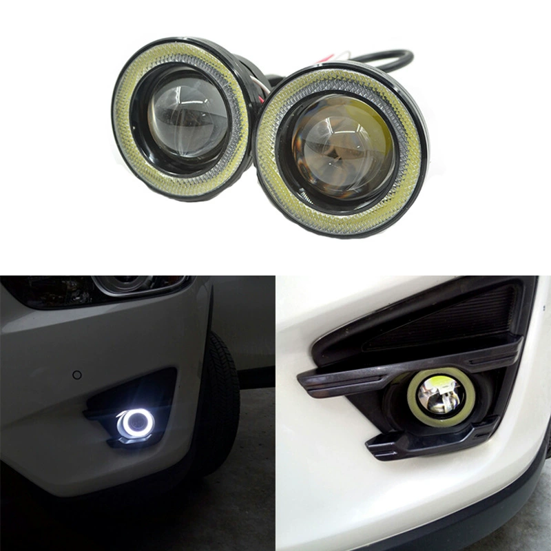 Автомобильная LED линза 30W фары-штормоук с COB ангельское глазко туманная лампа модифицированное рыбий глаз bull eye дневной ходовой свет 3 дюйма