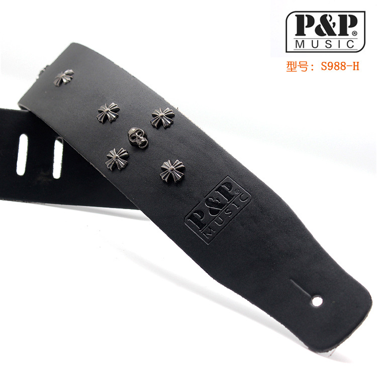 Correa de la guitarra de cuero guitarra eléctrica ancho de banda correa de hombro correa de Bajo correa de guitarra al por mayor