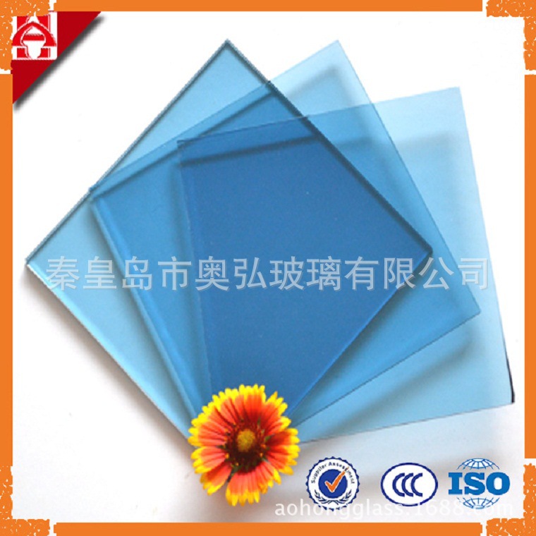 销售4-12mm 福特蓝玻璃 浮法玻璃 有色玻璃 浅蓝玻璃 湖蓝玻