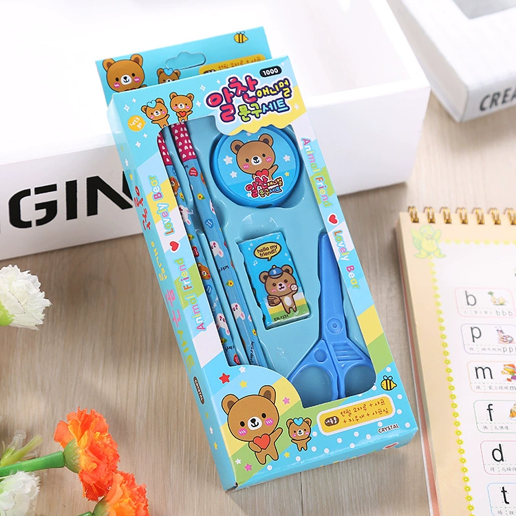 Stationery Set Model 878, children's gift box, 5-piece plastic and cardboard kit