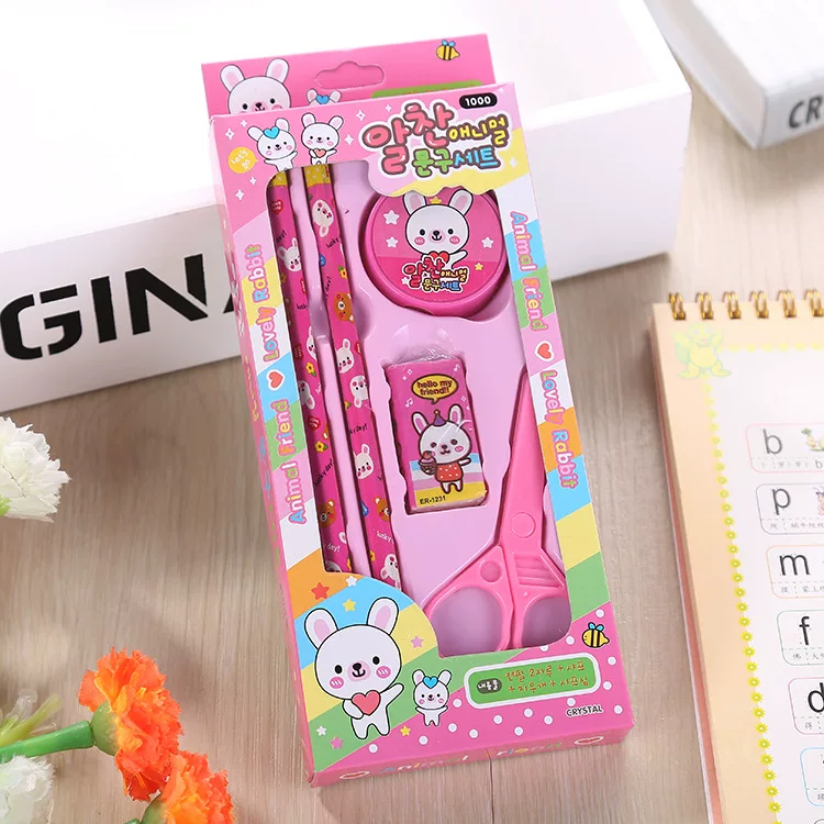 Stationery Set Model 878, children's gift box, 5-piece plastic and cardboard kit